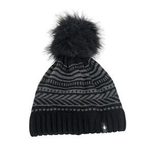 Smartwool Chair Lift Beanie Womens One Size OS Black & Gray Knit Faux Pom Pom